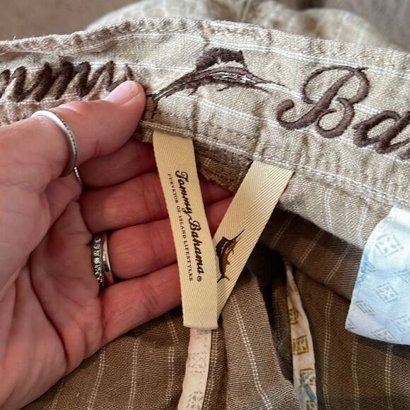 Tommy Bahama Men’s Tan Cream striped Linen Shorts size 40 - Picture 4 of 6